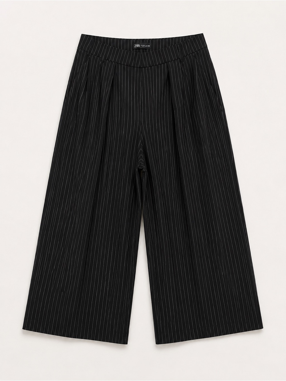 Zara Women’s Black Pinstripe Wide-Leg Trousers